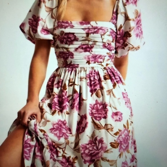 Abercrombie & Fitch NWT Emerson Poplin Puff Sleeve Midi Dress size S - Picture 3 of 10